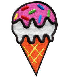 Kids Letters Ice Cream Embroidered Stick On Patches / Fabric Iron On Patches